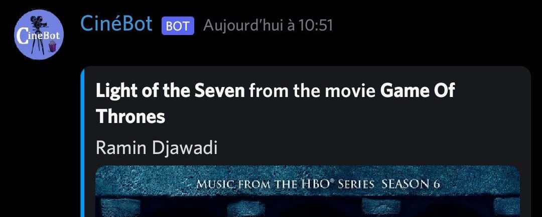 Cinébot, le bot ludique de recommandation de films et séries
